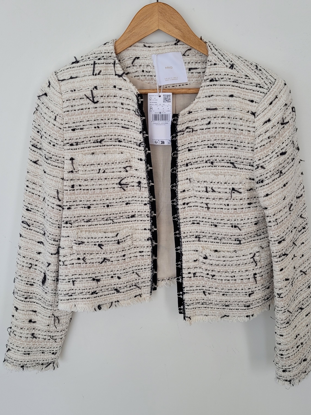 Mango Cream Tweed Cropped Jacket